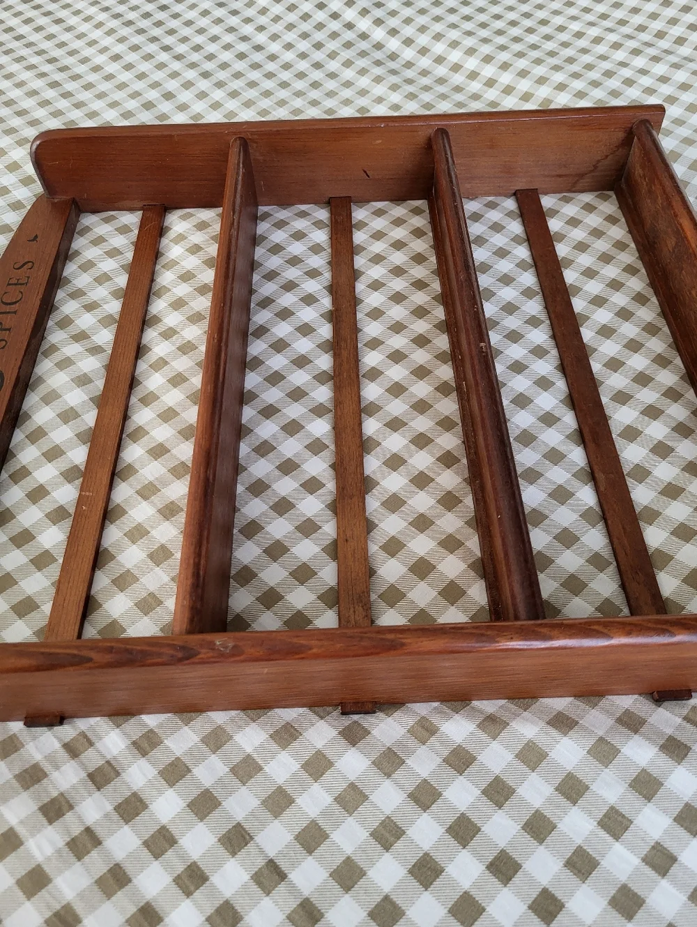 Vintage McCormick/ Schilling Wooden Spice and Herb Rack, 3 Tiered, Wall Mounted